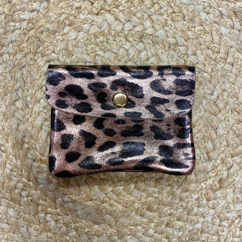 5380 PORTE MONNAIE LEOPARD CHAMPAGNE