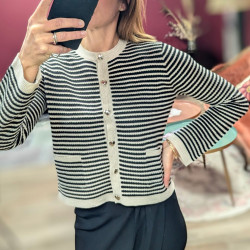 5489 CARDIGAN NISA NOIR/BLANC